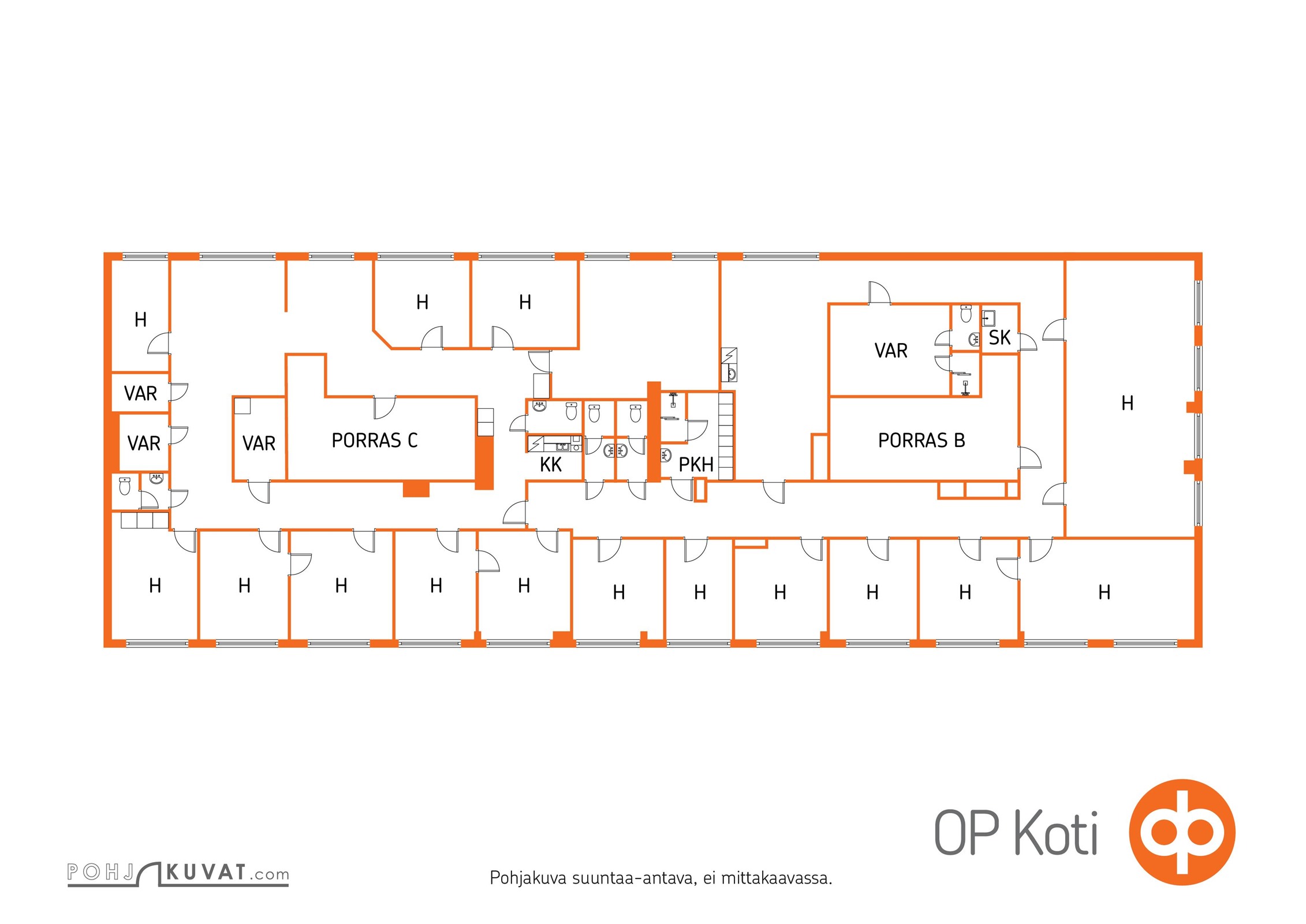 Esimerkki C lohkottu tila n. 528m2