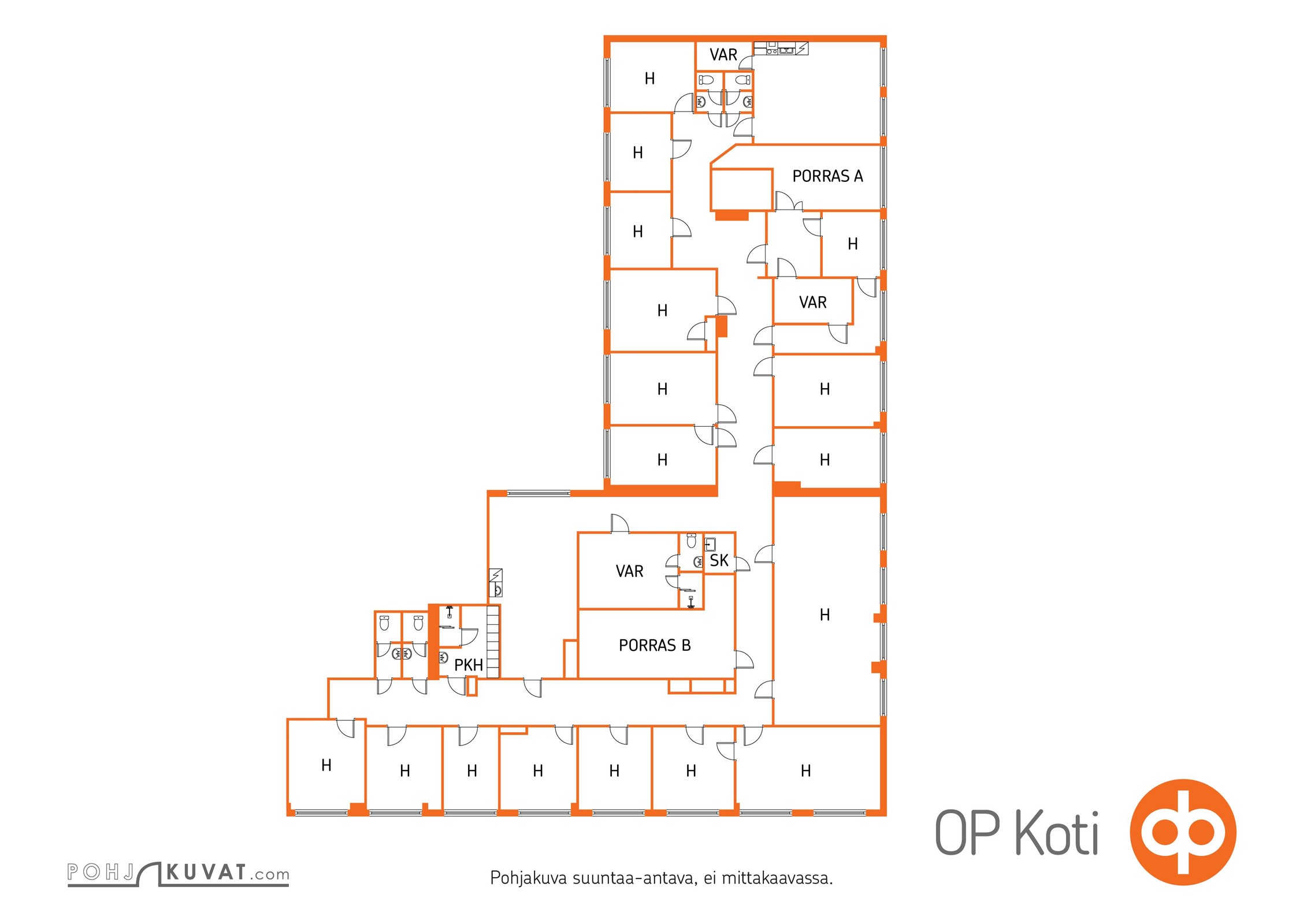 Esimerkki B lohkottu tila n. 520m2