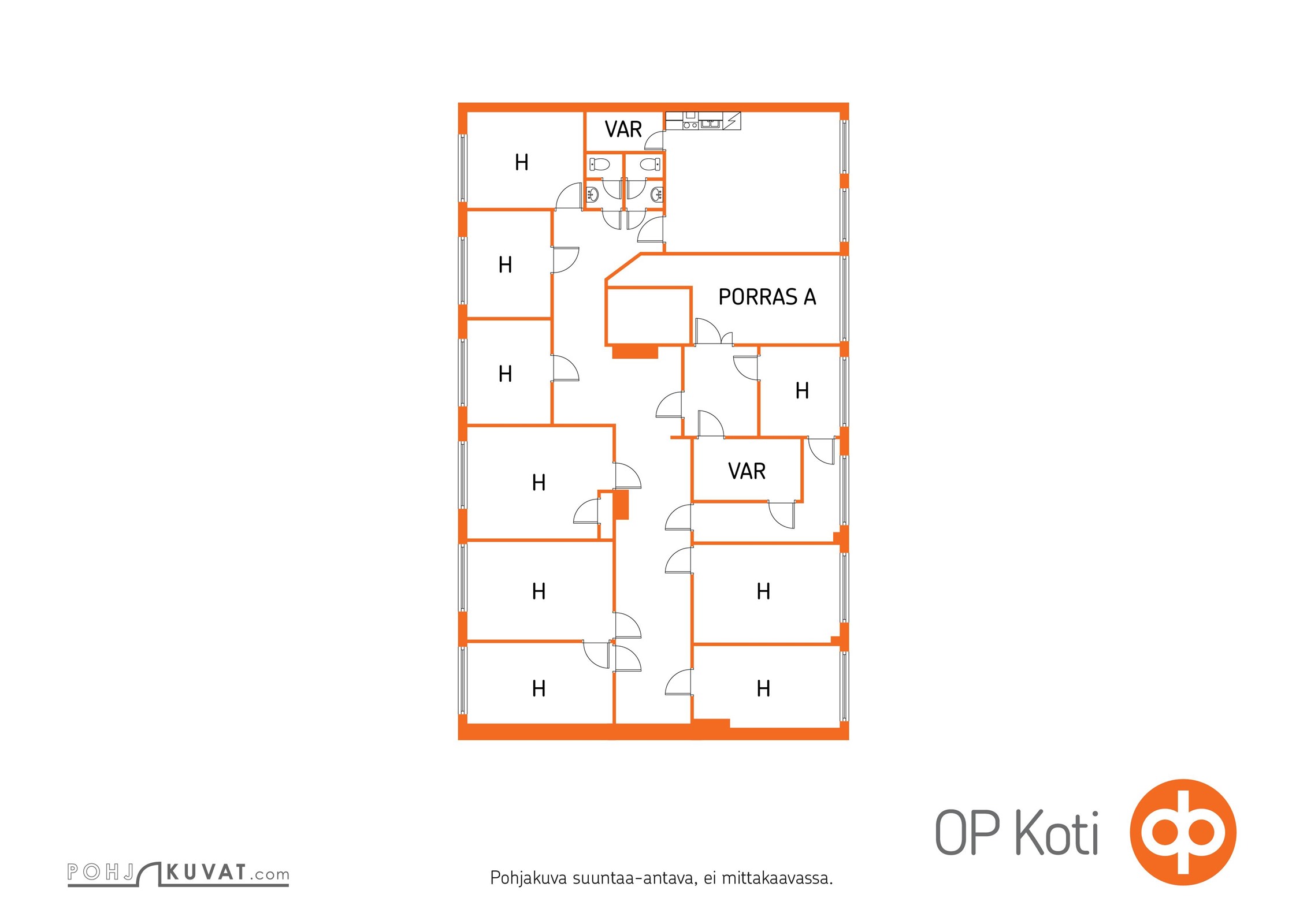 Esimerkki E lohkottu tila n. 225m2