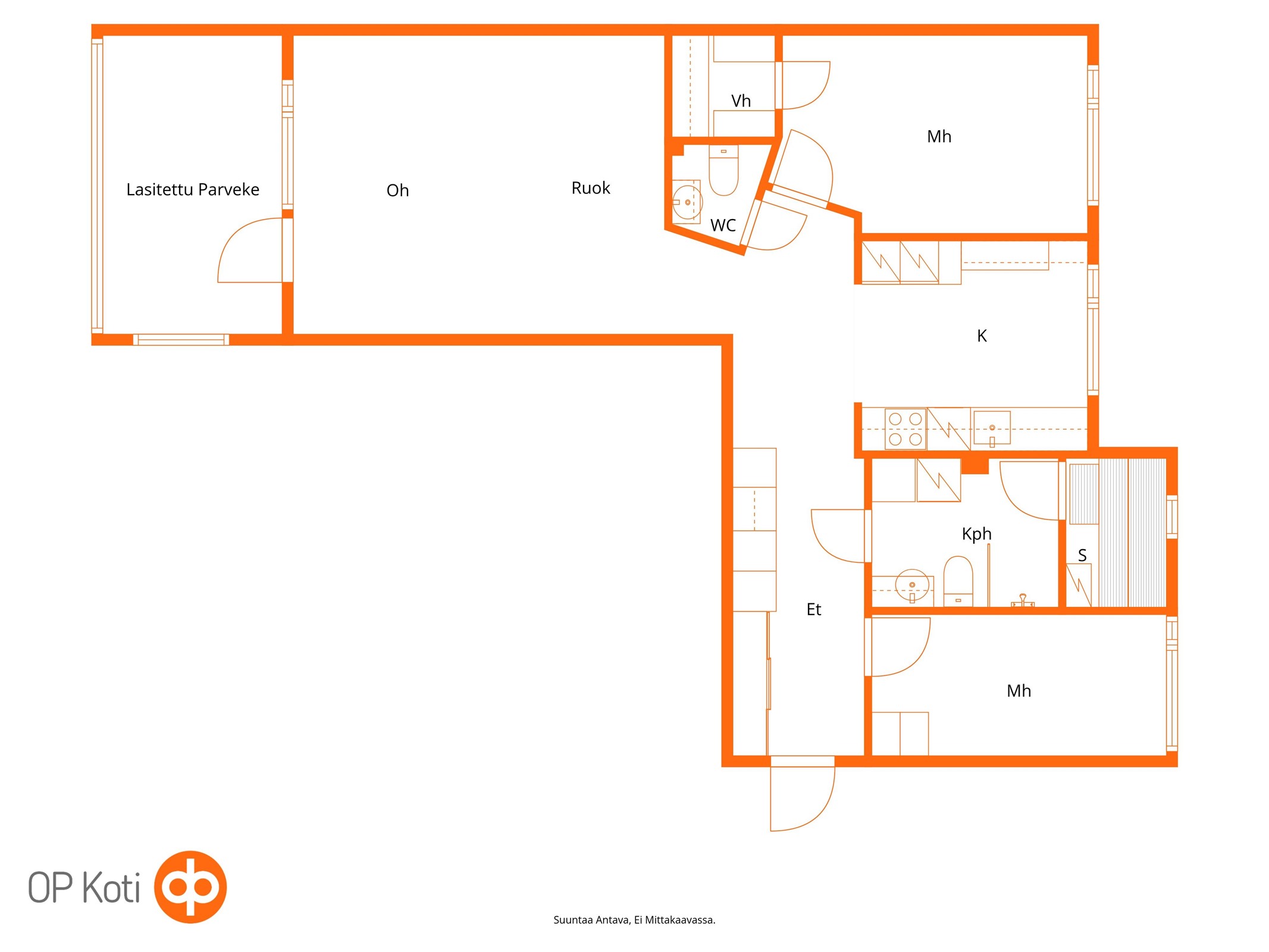 Kaikki mitä tarvitset: tilava olohuone, lasitettu