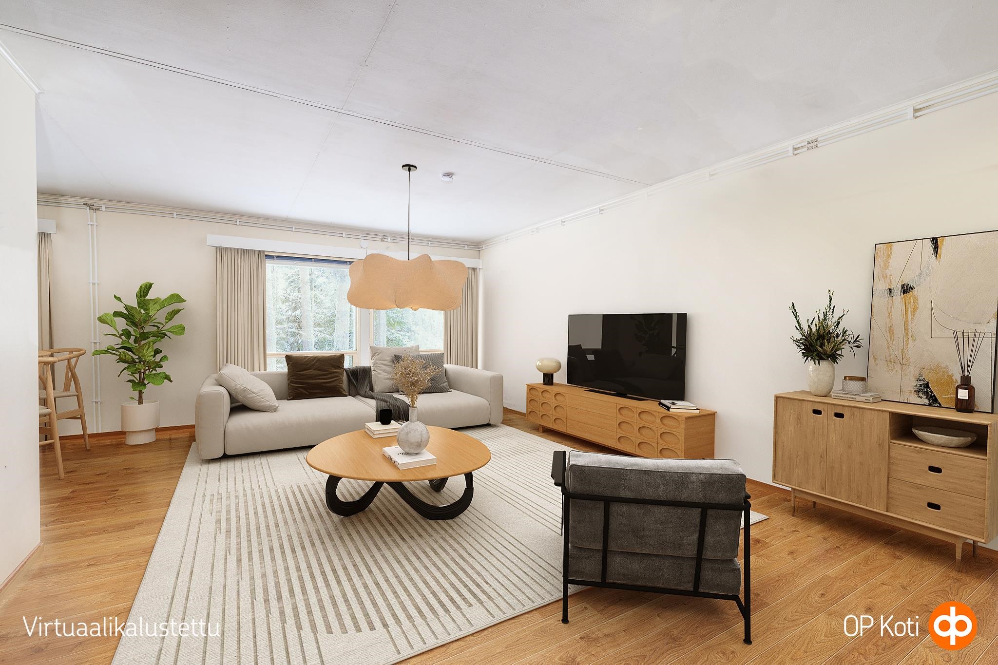 Virtuaalistailattu olohuone