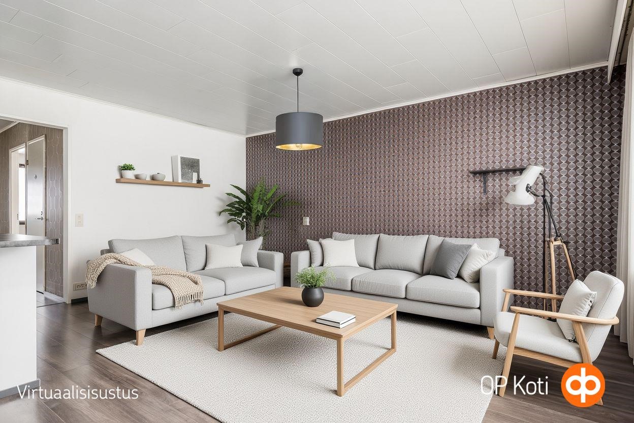 Olohuone virtuaalikalustettuna