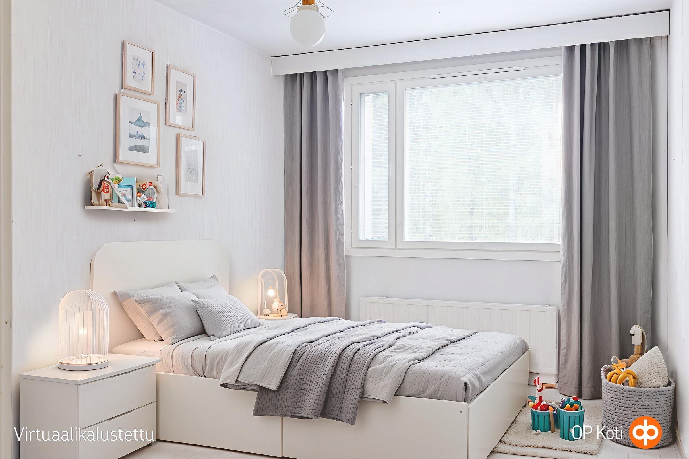 Pienempi makuuhuone virtuaalistailattuna