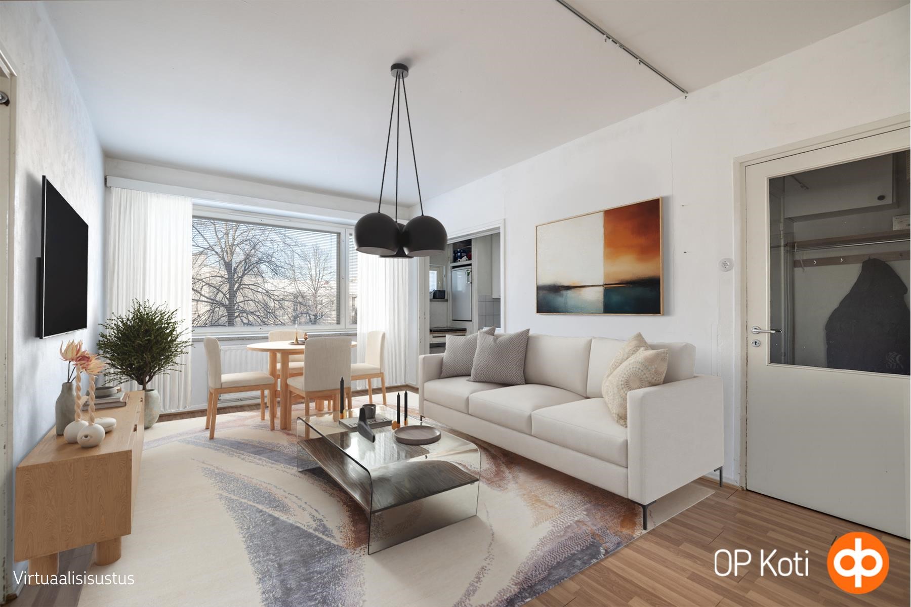 Virtuaalisisustettu olohuone