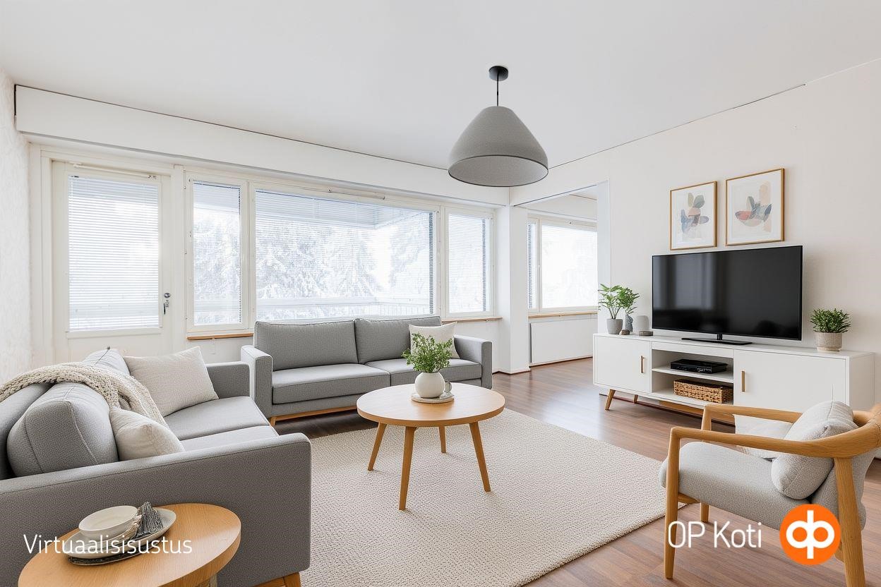 Olohuone virtuaalisisustettu