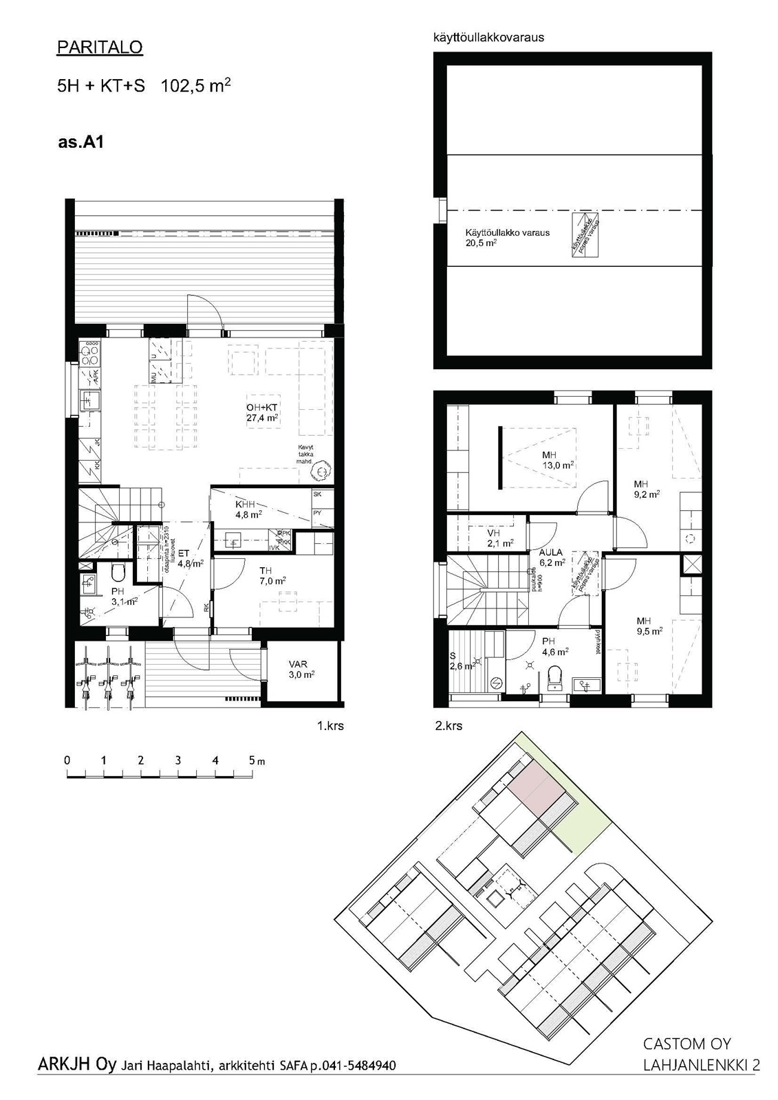Vaihtoehtoinen pohjaratkaisu 5h+kt