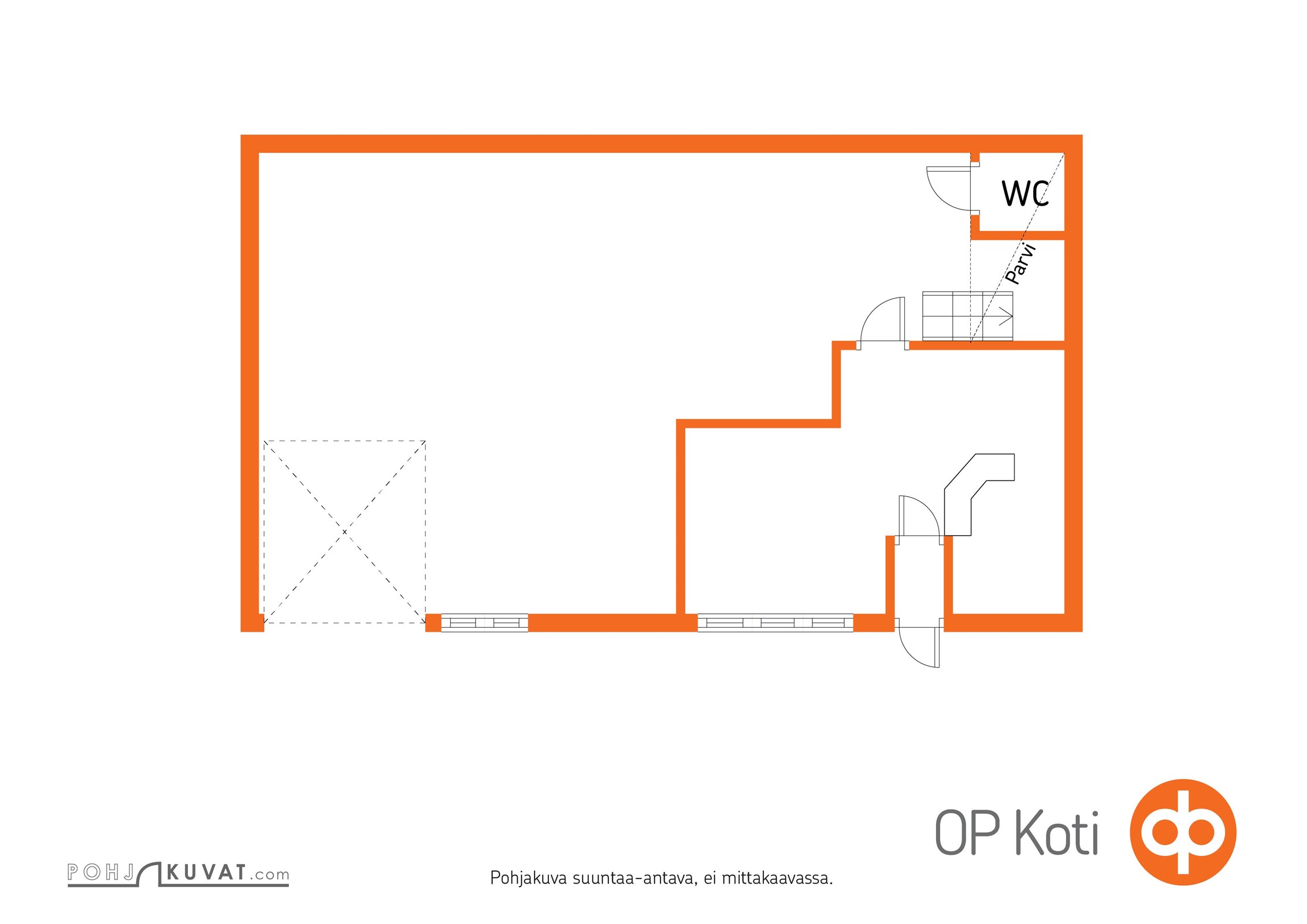 Välittäjän piirtämä, suuntaa-antava