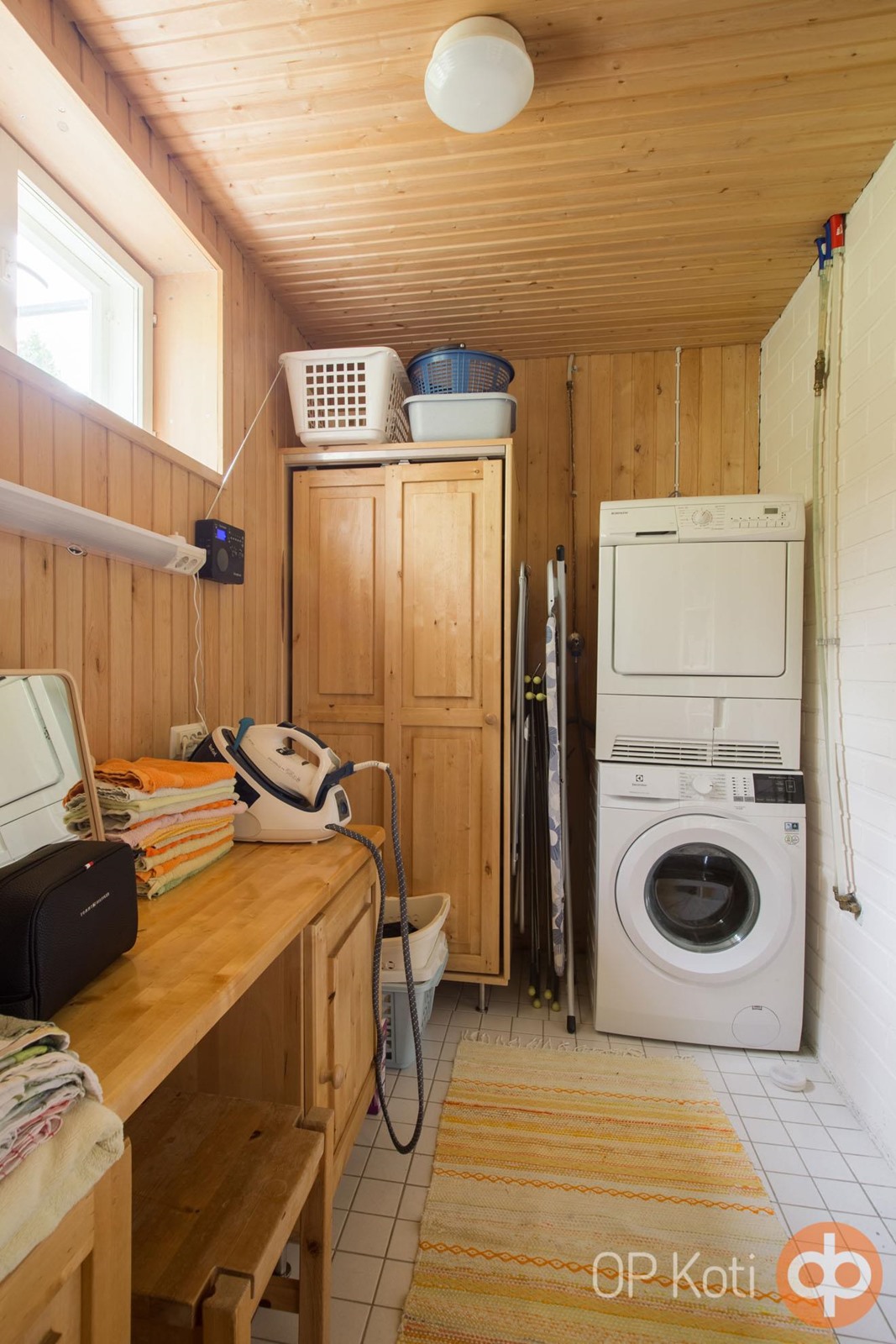 Kodinhoitohuone, josta kulku kylppäriin