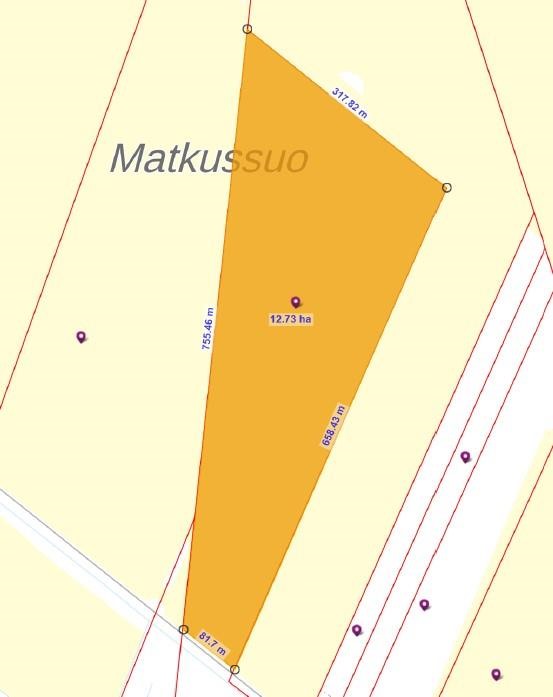 Kohde 1: määräala 12,7 ha (avo-ojitettu)