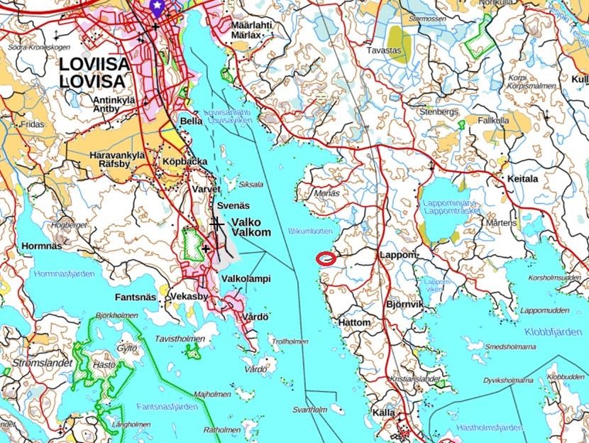 Määräala kartalla Loviisanlahti