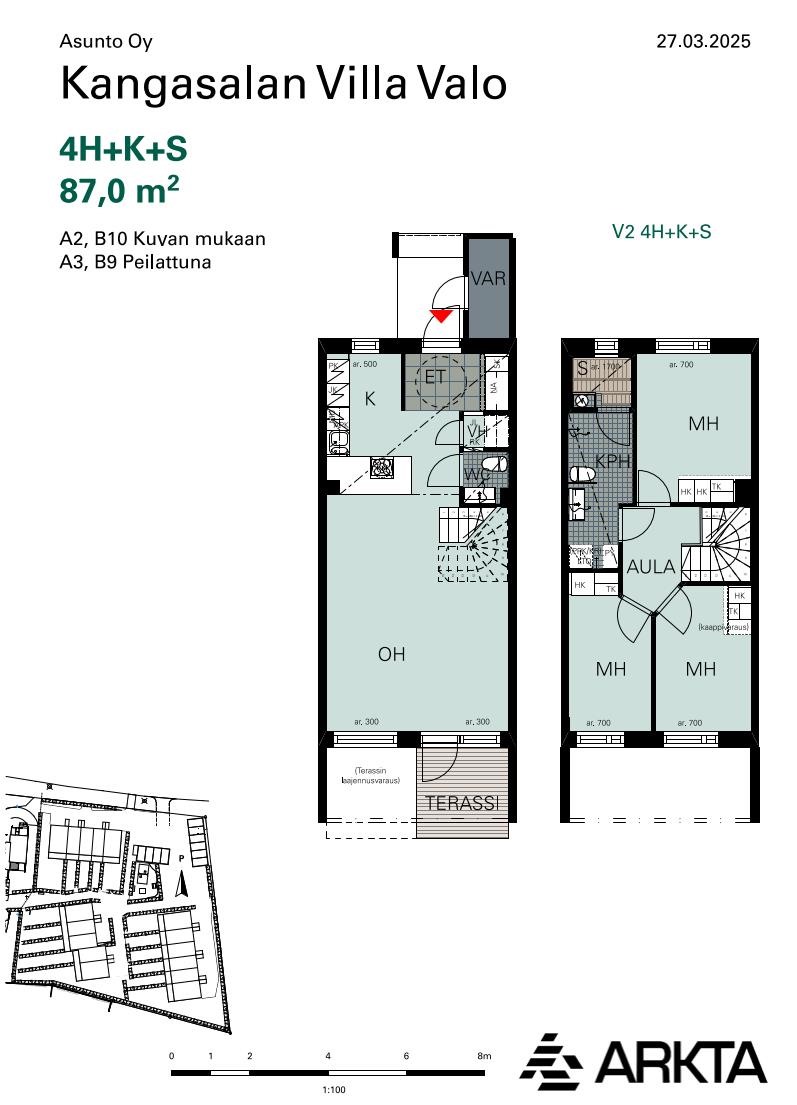 Vaihtoehtoinen pohjaratkaisu 4h+k