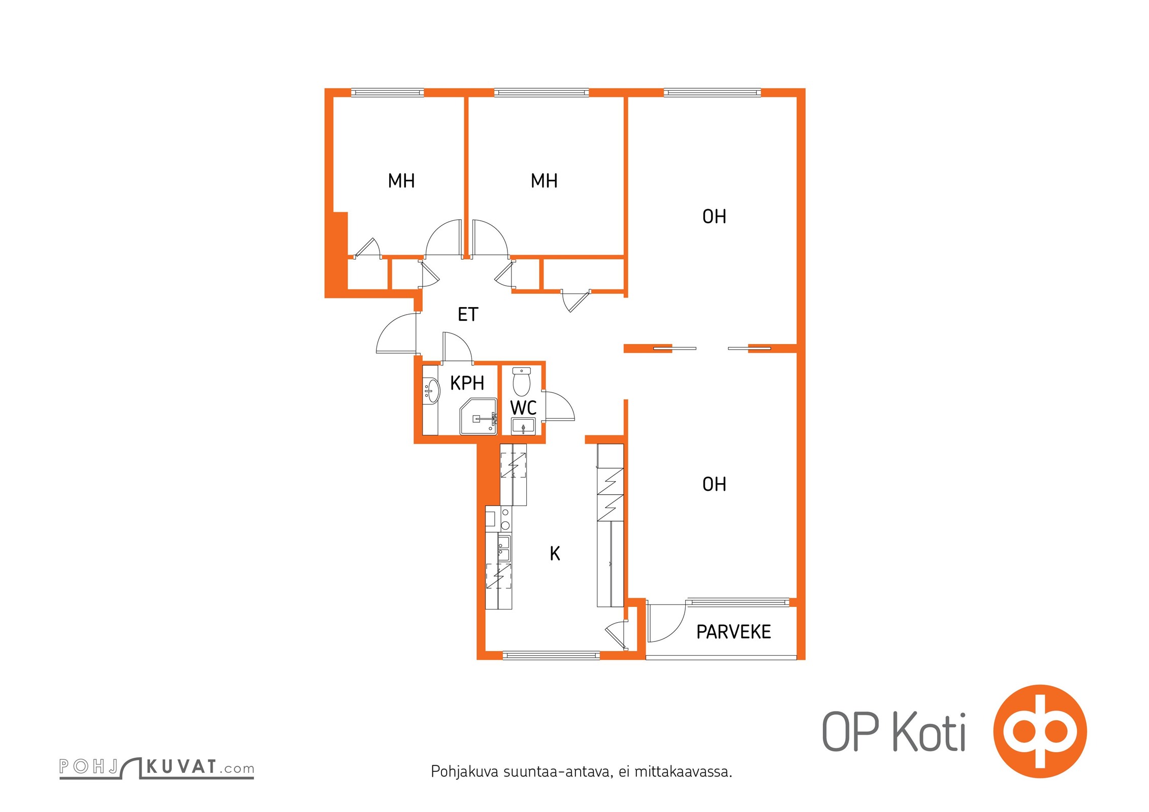 apartment, 4h,k,kph,lasitettu parveke, 89.9 m², Keskusta - Näkymä 2