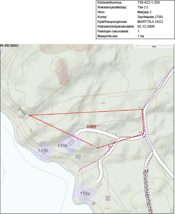 Myytävän kiinteistön yhteydessä myydään 1ha metsäk