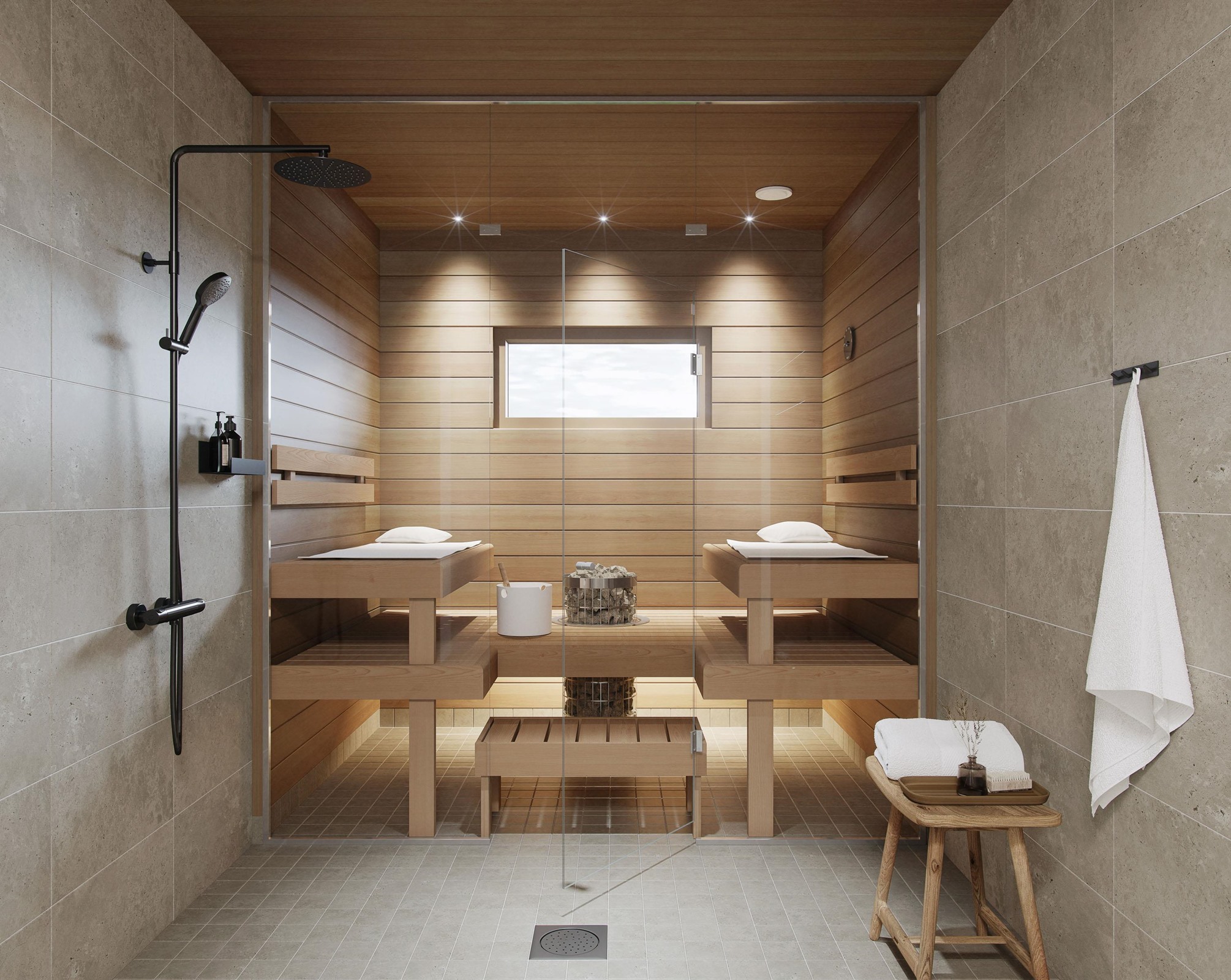 Havainnekuva erillistalon pihasaunasta